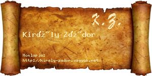 Király Zádor névjegykártya