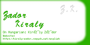 zador kiraly business card
